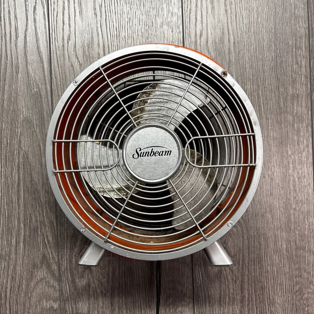 Sunbeam Electric Desk Fan Orange Retro Metal 2-Speed Model SDF0914S-CN